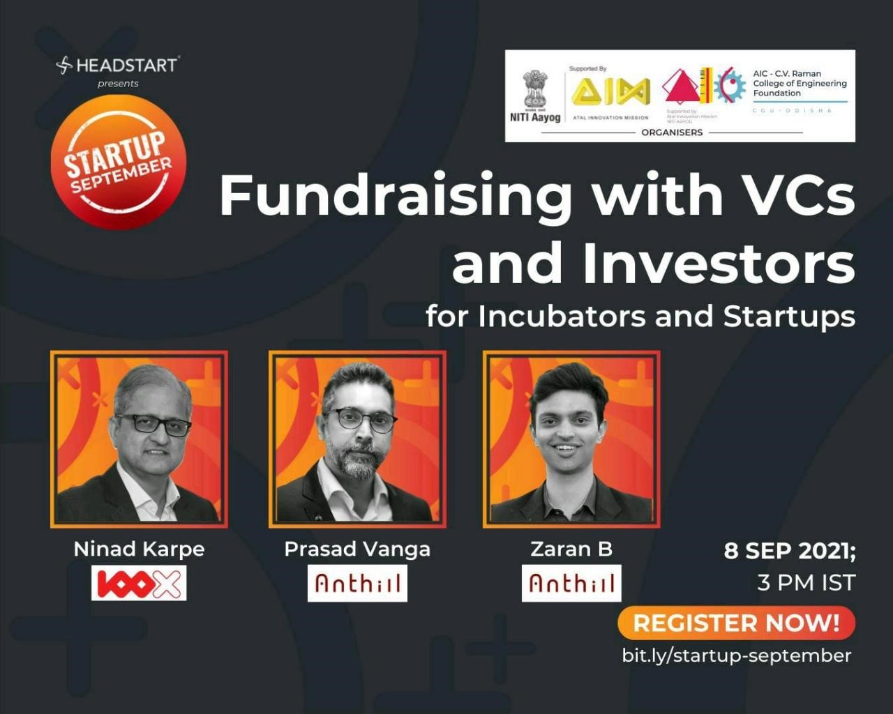 StartUp on “Fundraising with VCs and Investors for incubators and startups”