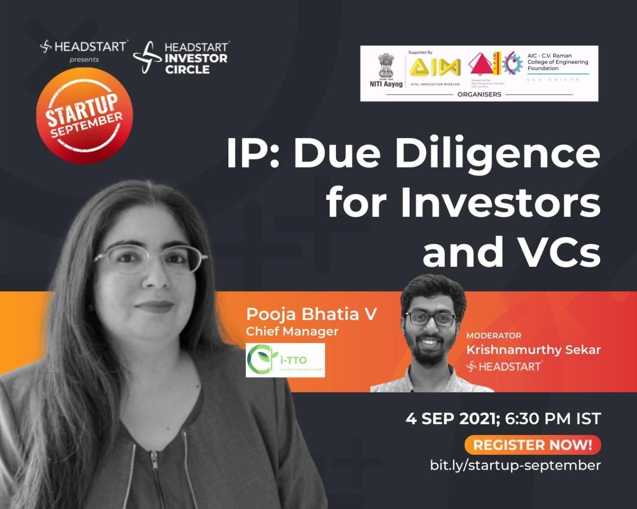 StartUp September on “IP: Due Diligence for Investors and VCs”