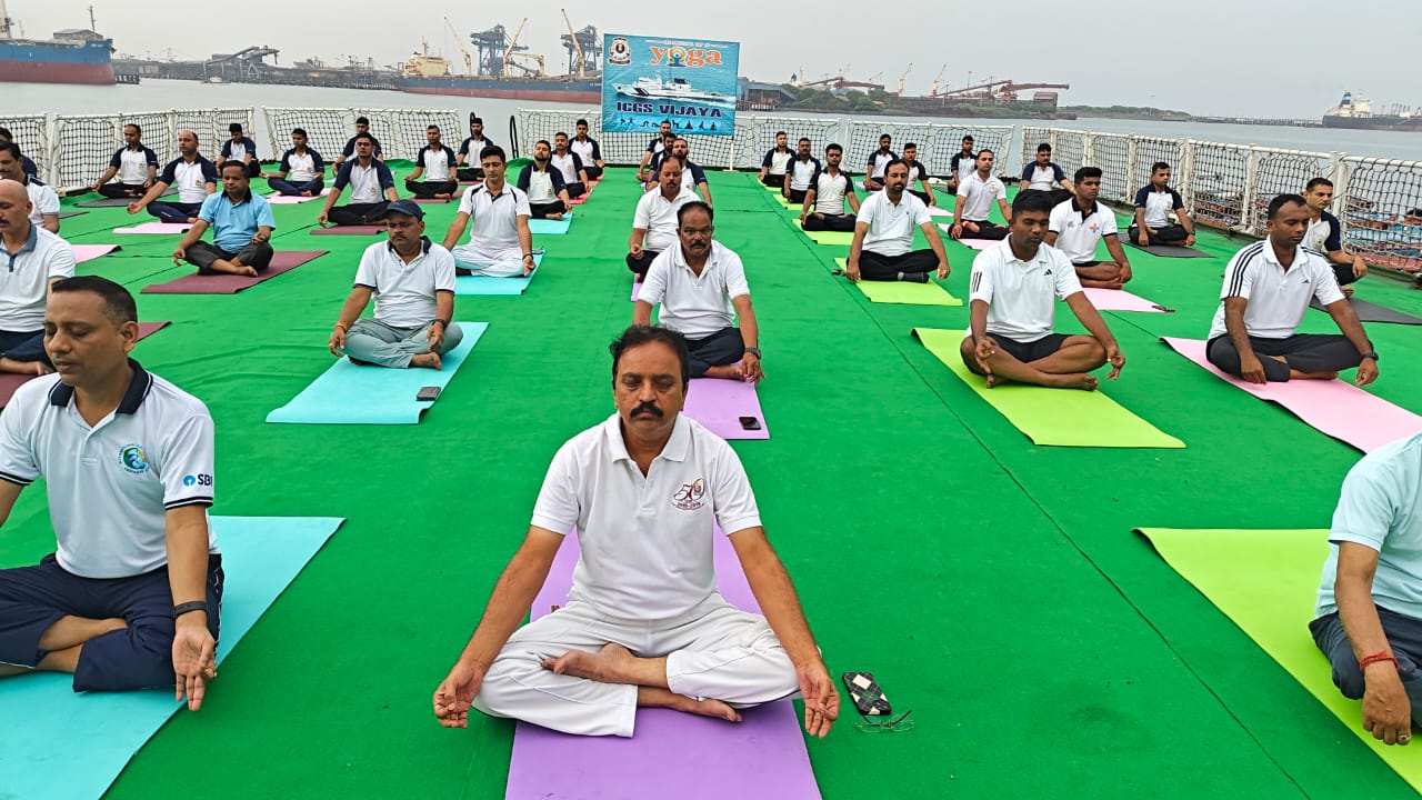 Paradip Port Authority Marks International Day of Yoga with Unique Practice Session Aboard Coast Guard Vessel.
